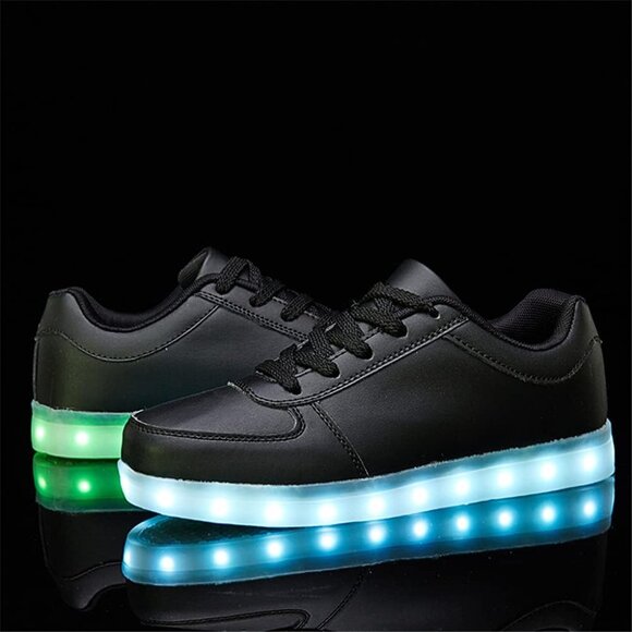 ⚡Unisex Black USB Charging Light Up Shoes Sports LED Dancing Sneakers Lace Up - Picture 6 of 8